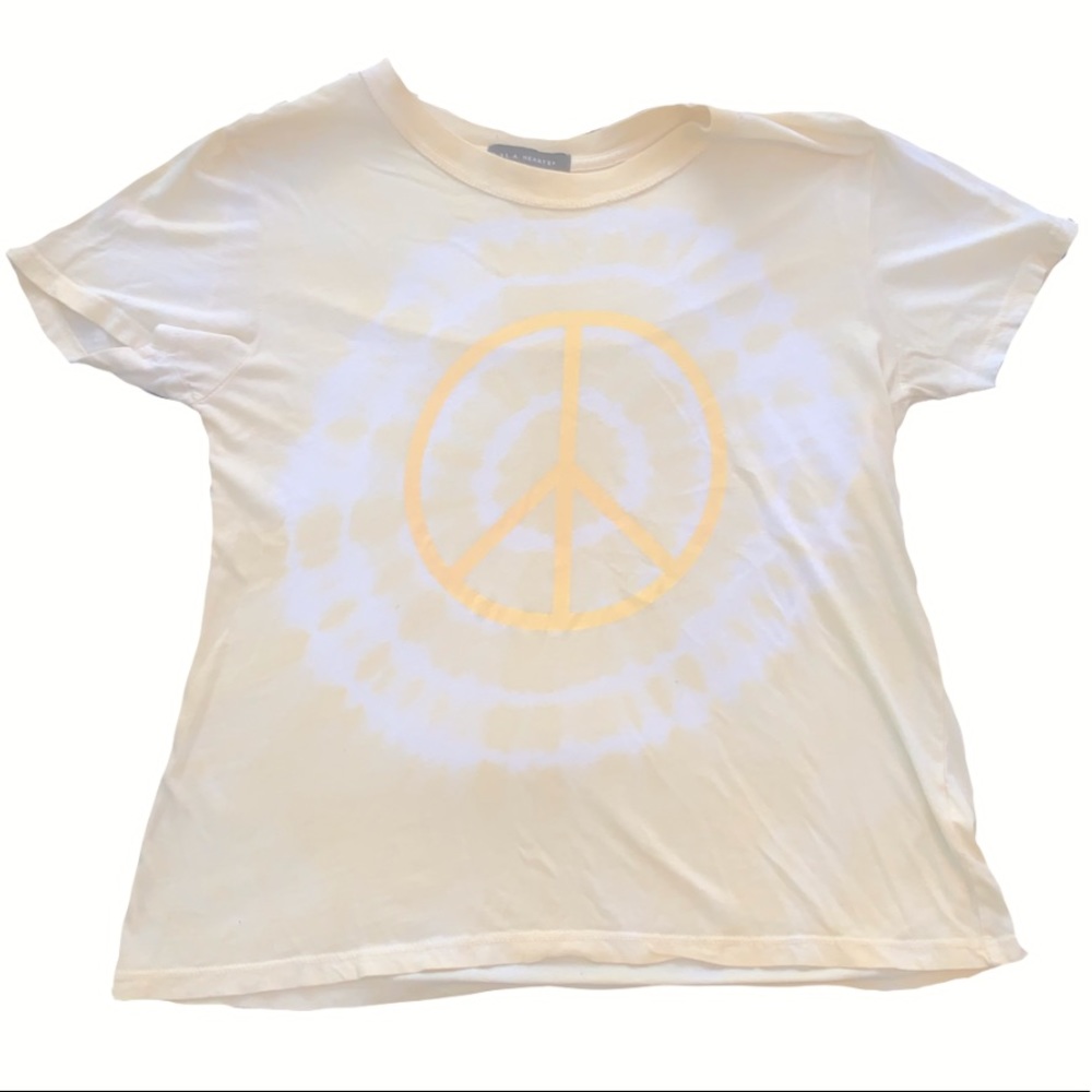 L.A. Hearts peace sign yellow tie dye tee